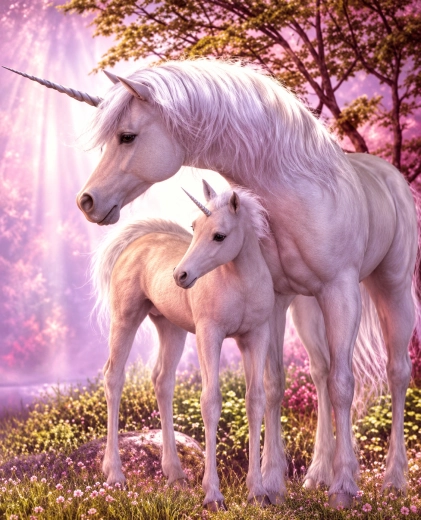Norimpex Malen nach Zahlen Einhorn – Stute mit Fohlen 40 × 50 cm