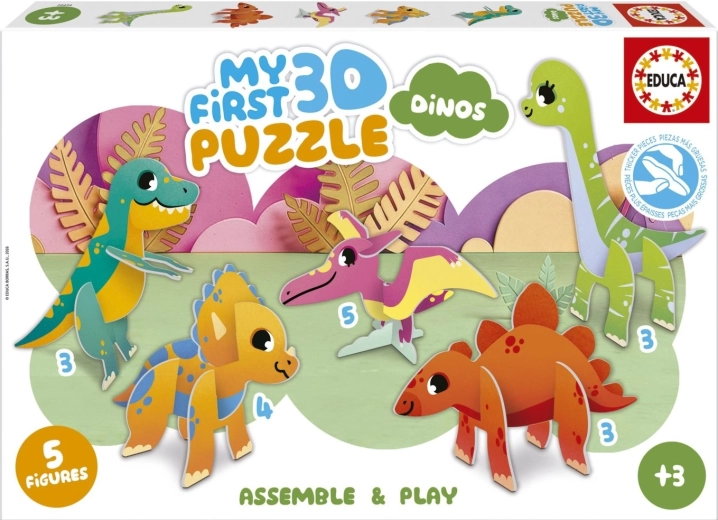 Educa meine ersten 3D-Puzzles Dinosaurier 5-in-1 (3, 3, 3, 4, 5 Teile)