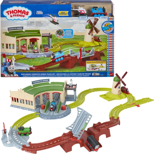 Fisher-Price Thomas & Friends Schienen-Set Tidmouth Lokdepot 253 cm mit Thomas und Harold
