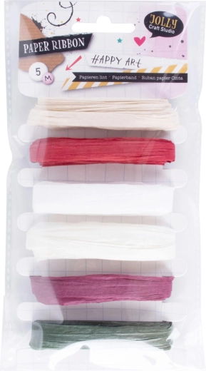 Papier-Geschenkband 5 m – Farbmix, Set mit 6 Stk.