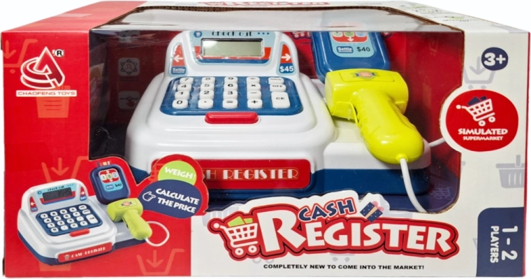 Kinderkasse mit Taschenrechner und Scanner