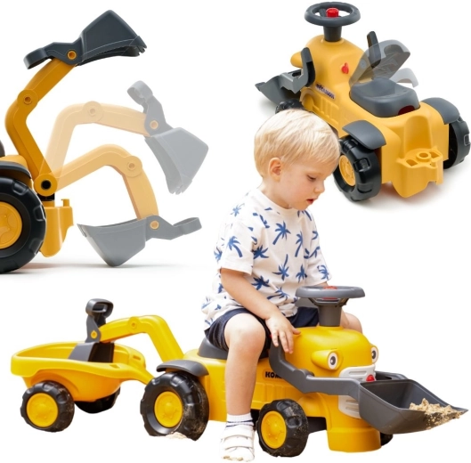 Laufrad FALK KOMATSU mit Frontschaufel, Heckbagger und Anhänger