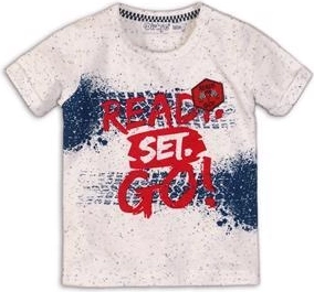 Kinder-T-Shirt mit kurzen Ärmeln DIRKJE – Ready Set Go, weiß