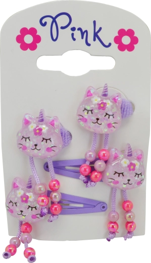 Haaraccessoires Einhorn und Katze – Set mit 4 Stück