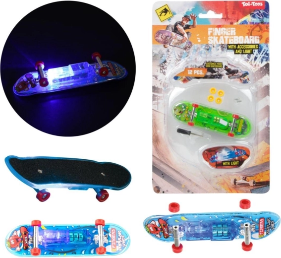 Finger-Skateboard mit Licht 9,5 cm – Kunststoff-Mini-Fingerboard