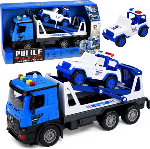 Polizei-Abschleppwagen mit Polizeiauto – Licht und Sound