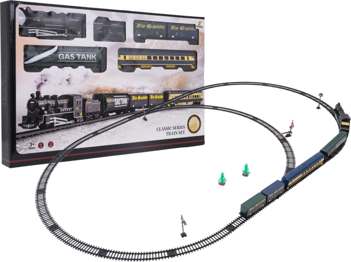 Retro-Eisenbahnset mit Waggons und Gleis 170 × 101 cm