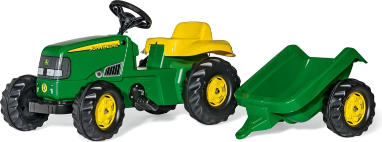 Trettraktor Rolly Kid John Deere mit Anhänger, grün