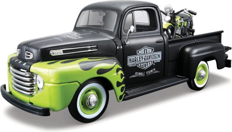 Maisto Harley-Davidson Custom 1948 Ford F-1 Pickup mit Motorrad 1948 FL Panhead 1:24