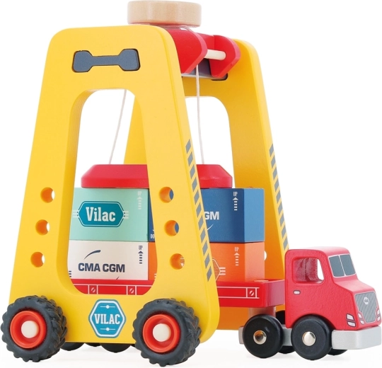 Vilac magnetischer Holz-Containerkran mit LKW