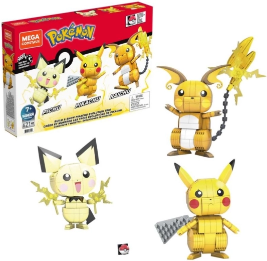 Mega Construx Bausteine POKÉMON: Pikachu und sein Evolutions-Trio