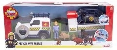 Feuerwehrmann Sam Tierarzt-Rettungsset mit Geländewagen und Anhänger