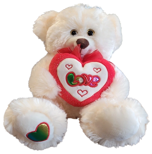 Plüšák-Plüschbär mit Herz und weißer Schleife, 25 cm