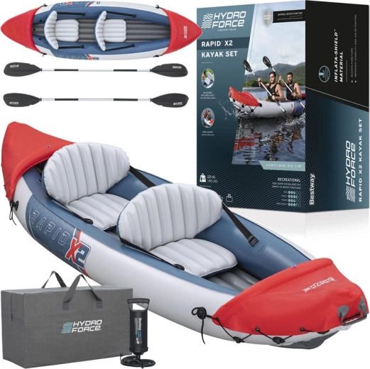 Aufblasbares 2-Personen-Kajak BESTWAY LITE-RAPID X2 mit Paddel-Set