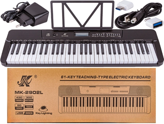 Meike elektronisches Keyboard mit beleuchteten Tasten, 61 Tasten, MIDI