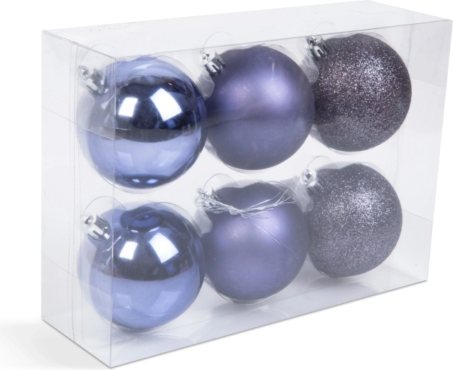 Set violetter Weihnachtskugeln, 6 Stück