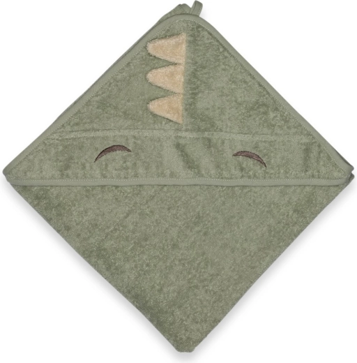 NuuRoo Aki Baby-Kapuzenhandtuch light green dino