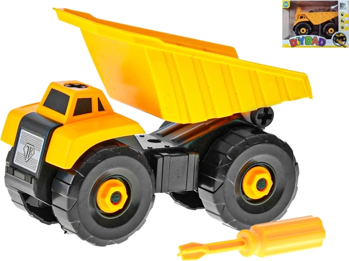 Schraubbarer Baufahrzeug-Kipper 15 cm – Montage-Spielauto für Kinder
