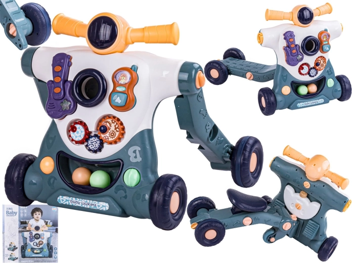 Pädagogische Lauflernhilfe 3 in 1 für Kinder (Lauflernhilfe, Rutschfahrzeug, Roller) blau
