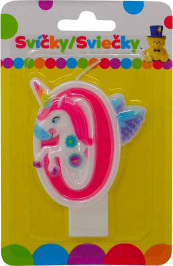 Geburtstagskerze mit Einhorn Zahl 0