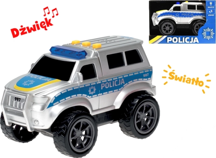 Polizeiauto im polnischen Design mit Schwungrad sowie Licht- und Soundeffekten 18 cm