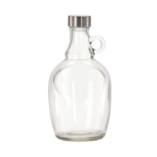 Glasflasche mit Henkel 1 l mit Metallschraubverschluss