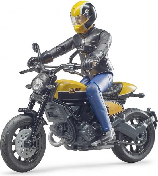 Bruder bworld Motorrad Scrambler DUCATI Cafe Racer mit Fahrer 1:16