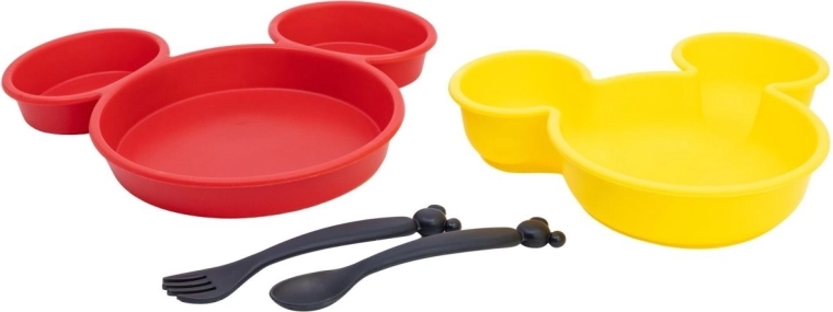 Großes Kinder-Essgeschirr-Set Stor 4-in-1 Mickey Mouse rot/gelb