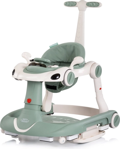 Interaktiver 5-in-1 Baby-Lauflernwagen mit Griff und Verdeck – Basil