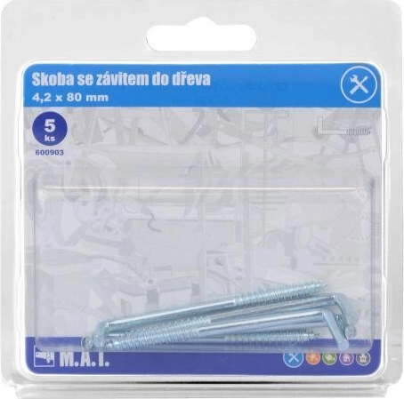 Hakenschraube für Holz 80 × 4,2 mm, verzinkt, 5 Stk.