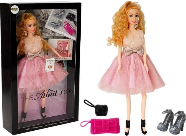 Puppen-Model Blondine 28 cm mit Handtasche und Pumps