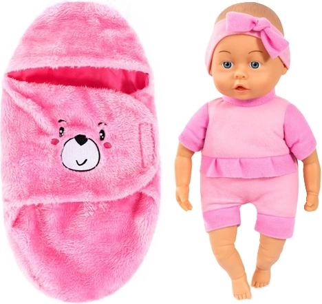 Bayer Bobas Babypuppe mit rosa Puckdecke, 35 cm