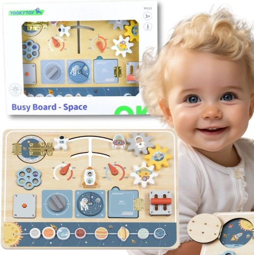 Montessori-Aktivitätsbrett aus Holz „Weltraum“ von Tooky Toy