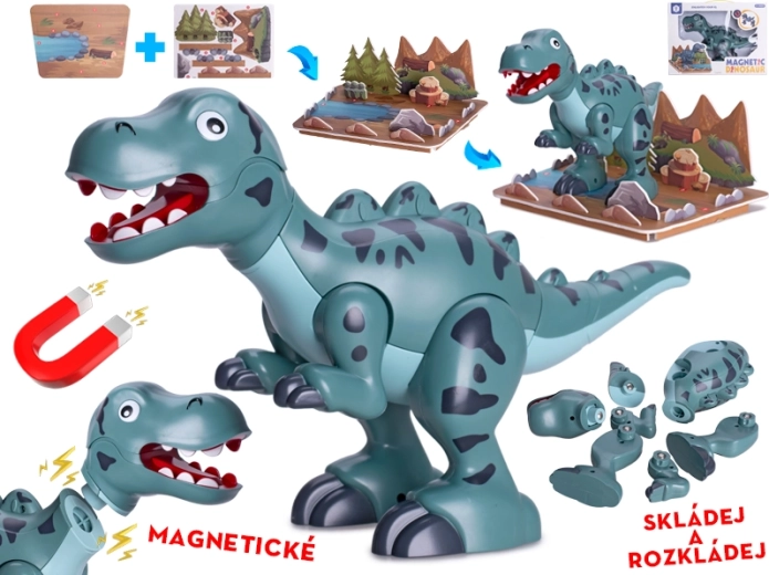 Magnetischer Dinosaurier T‑Rex 28 cm – interaktive Konstruktionsfiguren mit Zubehör