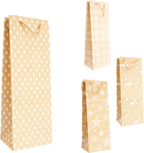 Weihnachts-Geschenktüte beige-weiß 13 × 10 × 35 cm (4 Varianten)