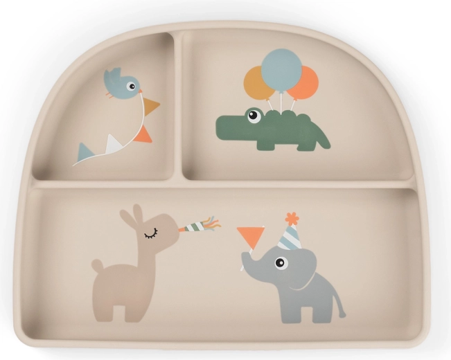 Done by Deer Saugnapf-Geteilter Teller Stick&Stay Celebration sandfarben