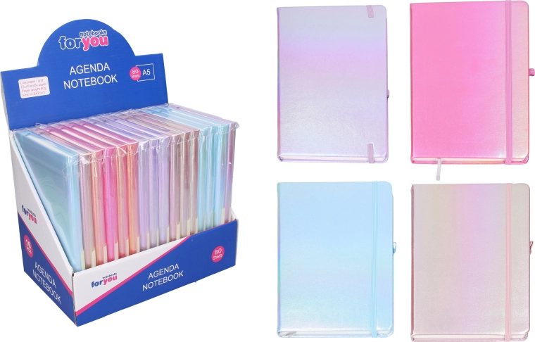 Liniertes Notizbuch A5, 80 Seiten, Farbmix – 1 Stück