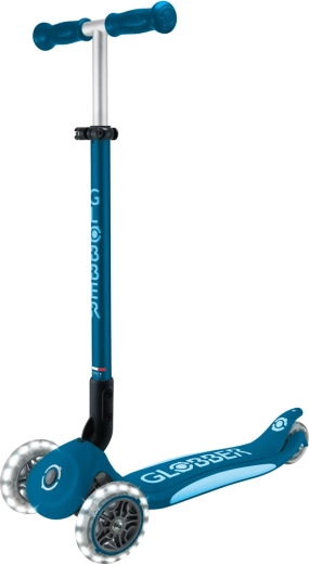 Globber Elite Lights Kinder-Dreirad-Scooter mit LED-Rollen, dunkelblau