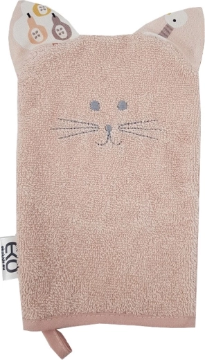EKO Baumwoll-Waschlappen mit Öhrchen Cat Rose Pink 20 × 15 cm