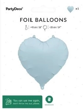 Folienballon Herz neblig blau 45 cm
