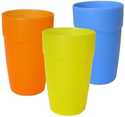Becher 0,4 l aus mattem Kunststoff – Farbmix