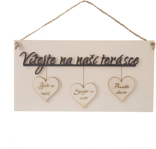 Holzschild „Willkommen auf unserer Terrasse“ 34 × 16 cm