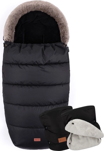 Petite&Mars Winter-Fußsack 4in1 Comfy Forever black + Handwärmer Jasie ink black