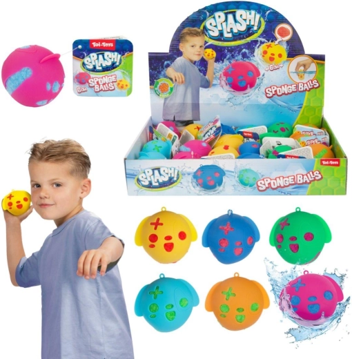 Weicher Wasserball aus Schwamm 6 cm – Farbmix