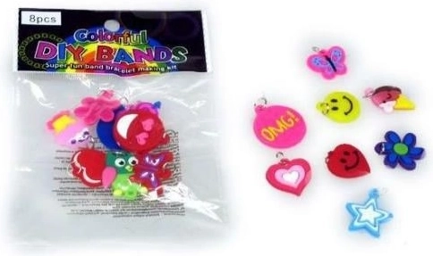 Bunte Anhänger für Loom-Gummibänder – Set mit 8 Stück