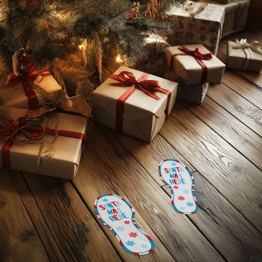 Weihnachtlicher Aufkleber mit Fußspuren „Santa was here“ 25 × 10 cm – 2 Stück