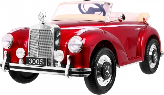 Elektrisches Kinderauto Mercedes-Benz 300S Retro, lackiert, rot, mit Fernbedienung, EVA-Rädern und MP3