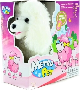 Gassi gehender Hund an Kabel mit wedelndem Schwanz