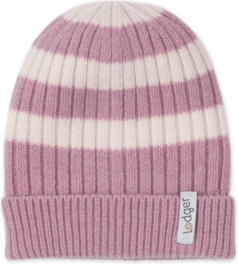 Lodger Merino-Mütze Stripe Mauve 0–3 Monate