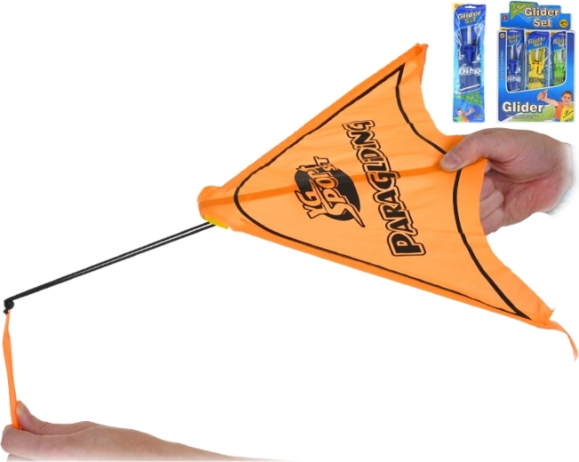Abschussbares Stoff-Drachenflieger-Set mit Fallschirmspringer 43 cm